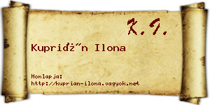 Kuprián Ilona névjegykártya